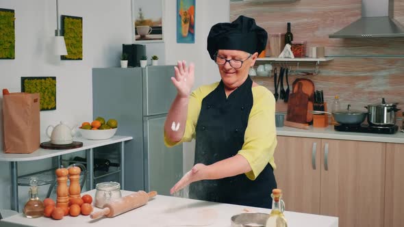 Claping Hands with Flour at Camera