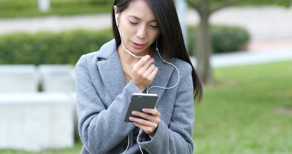 Woman use of smart phone in Hong Kong