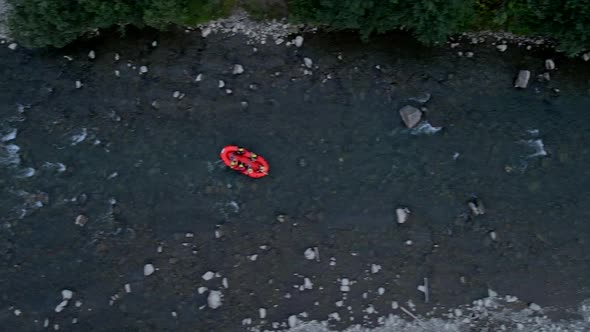 Aerial View of Rafting at Mountain River