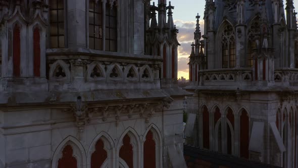 Closeup of Old Gothic Style Roman Catholic Church of St Nicholas