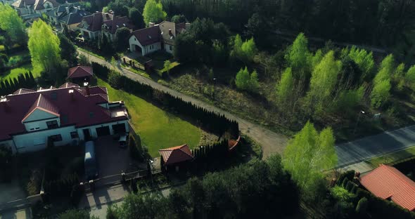 Aerial view of housing estate in the suburbs.