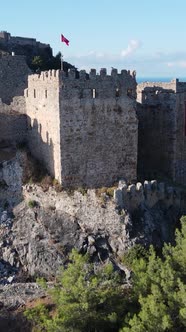 Vertical Video Alanya Castle  Alanya Kalesi Aerial View