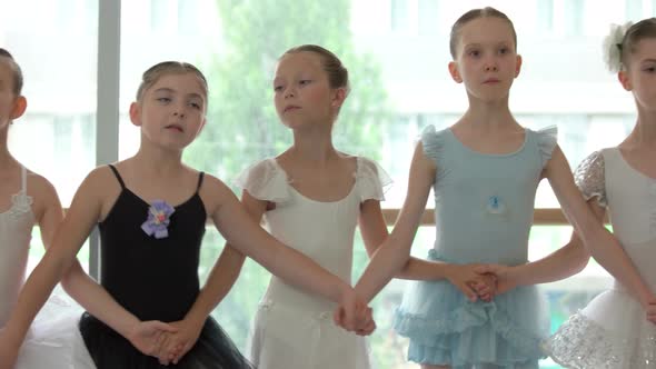 Little Girls Dancing Ballet in Studio