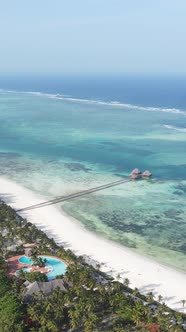 Vertical Video of the Ocean Near the Coast of Zanzibar Tanzania