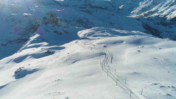 Matterhorn Mountain in Sunny Winter Day