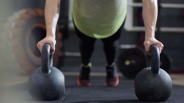 Female Athlete Doing Inclined Push-Ups