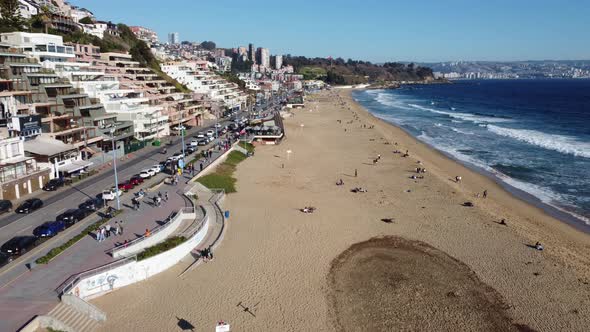 Renaca Beach, Viña del Mar, coast Chile. South America tourist place.