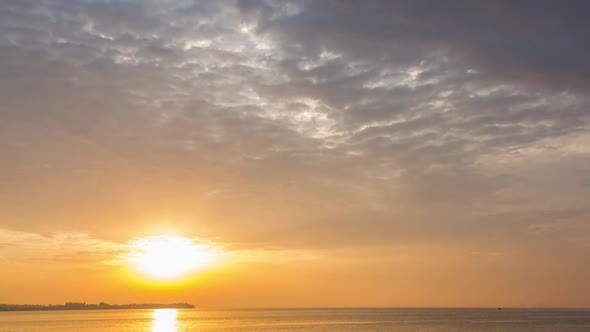 Morning Over The River, Sunrise With Clouds, Time Lapse