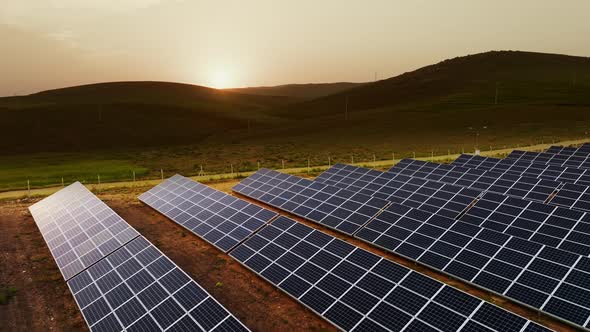 Top view of alternative green energy solar panels