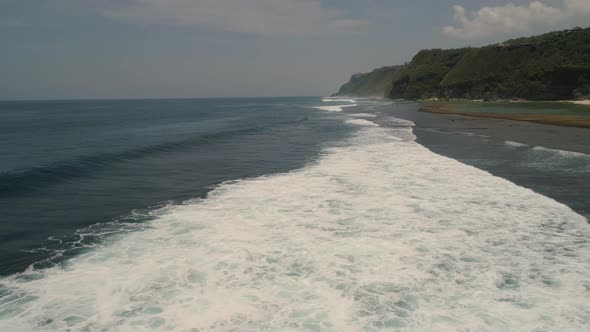 Water Surface with Big Waves, Aerial view, Bali