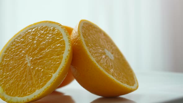 Orange fruit slice in slow motion