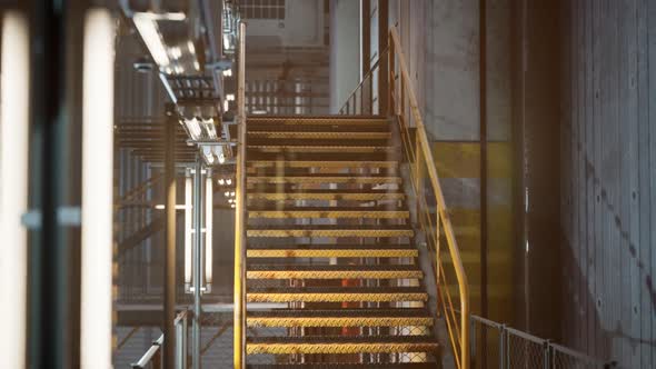 Interior of Car Factory with a Production Line alt