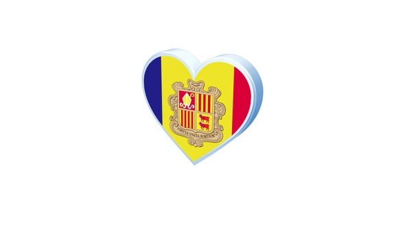 Andorra Flag Heart Shape