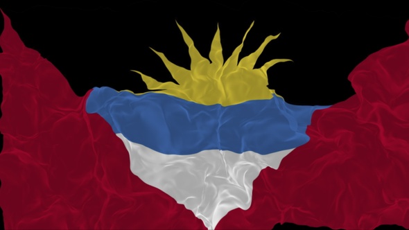 flag Antigua and Barbuda turns into smoke. State weakening concept a crisis, alpha channel