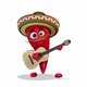 Chili Pepper Playing Guitar on White Background - VideoHive Item for Sale