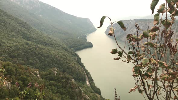 Narrowest point of big river 4K 2160p 30fps UltraHD footage - Famous Danube gorge beautiful nature 3