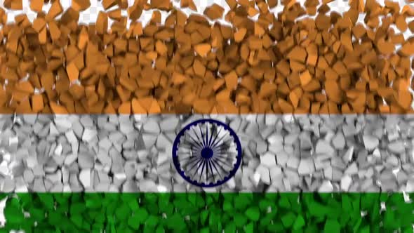 India Flag Breaking Rocks Transition