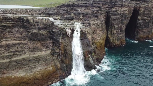 Breathtaking nature. Beautiful rocks of the Faroe Islands in the Atlantic Ocean.