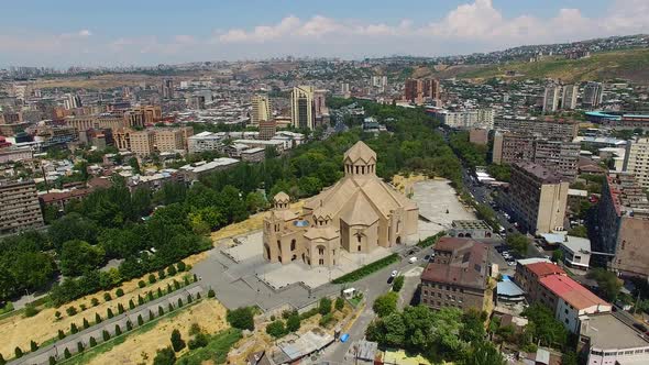 Aerial shot Saint Gregory the Illuminator Cathedral.