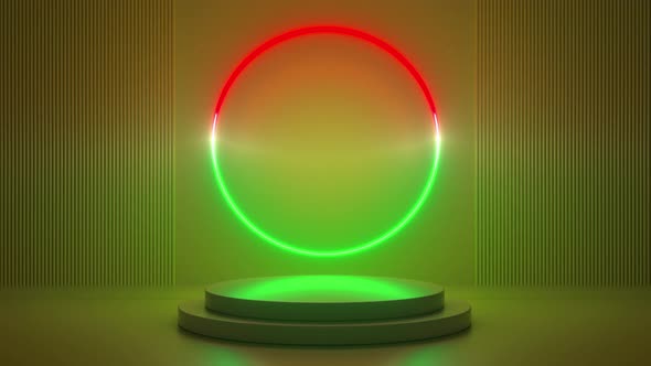 Podium with red green neon circle