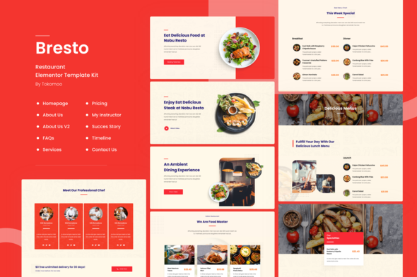 Bresto | Restaurant & Cafe Food Elementor Template Kit