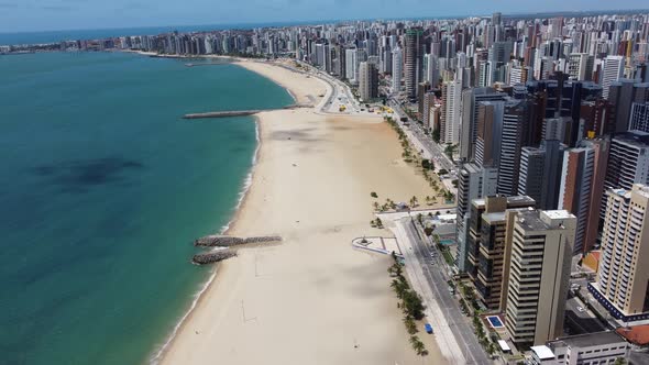 Tropical beach scenery of Fortaleza. Northeast Brazil. Ceara state.