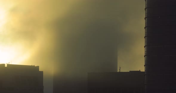 SAN FRANCISCO, CA, USA. Fog Over San Francisco Taken From High in the Air in the Financial District