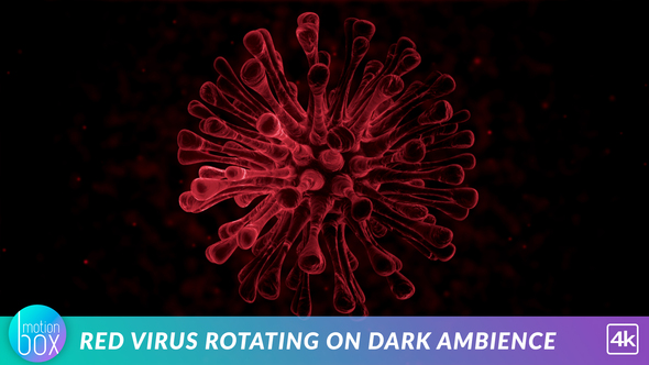 Red Corona Virus Rotating On Dark Ambience alt