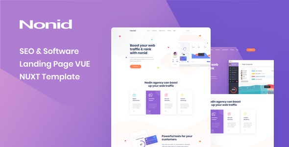 Nonid - Vue Nuxt SEO and Software Landing Page Template