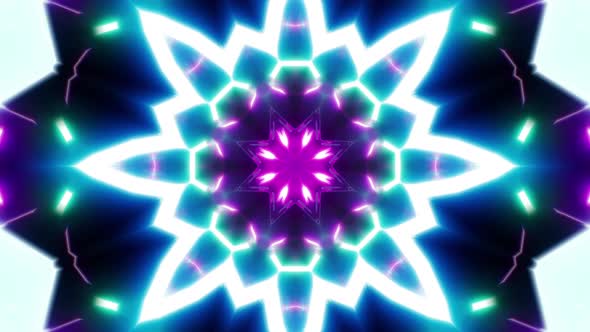 VJ Glowing Flower Shapes Neon Light Loop 4K 03