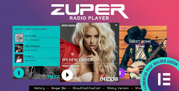Zuper Radio Player preview Elementor