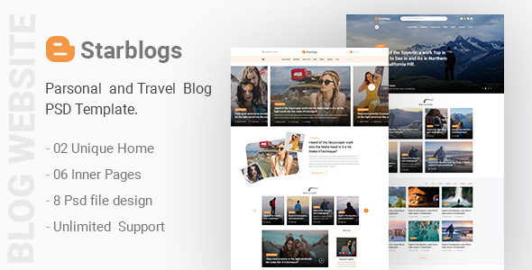 Starblogs - Personal and Travel Blog Psd Template