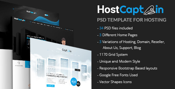 HostCaptain – Hosting and Business PSD Template