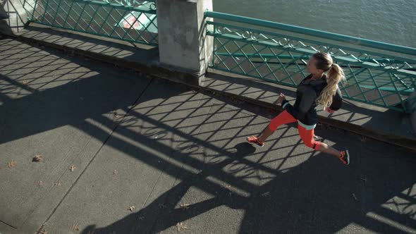 Slow motion shot of woman running, shot on Phantom Flex 4K alt