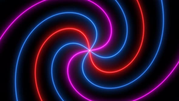 Blue Pink Red Neon Glowing Spiral Hypnotic Animated Background