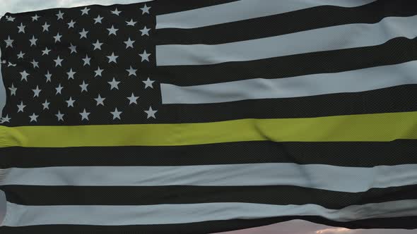 Thin Yellow Line American Flag a Sign to Honor and Respect American Dispatchers Security Guards and