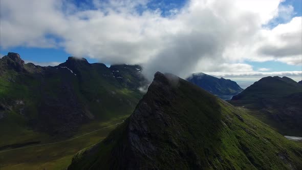 Cloud forming on the mountain peak