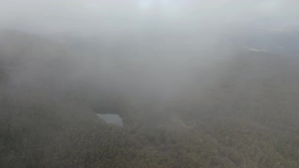 Seagers Lookout and Lake Fenton, Mt Field National Park, Tasmania, Australia Aerial Drone 4K