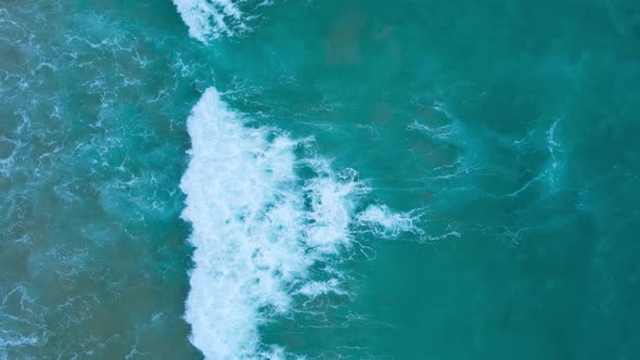 Andaman seascape big wave in storm  Aerial view video Top-down view drone camera high quality video.