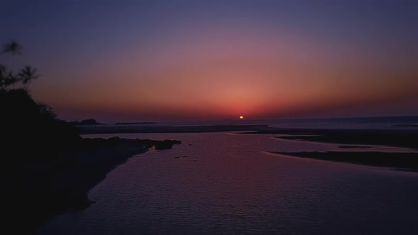 Aerial View of the Sunsets Over Sea