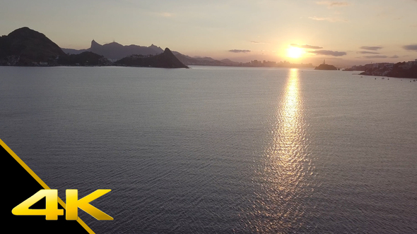 Sun Reflecting in the Sea - Christ the Redeemer in background - Rio de Janeiro