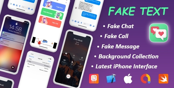Fake chat app, call app, message notification iOS 13+ with Admob