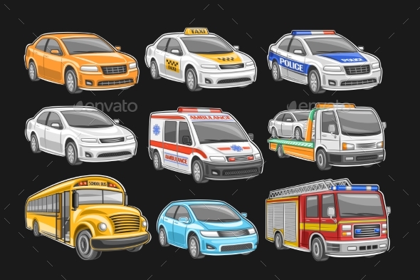 Vector Set of Cars