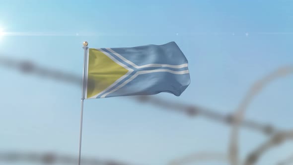 Tuva Flag Behind Border