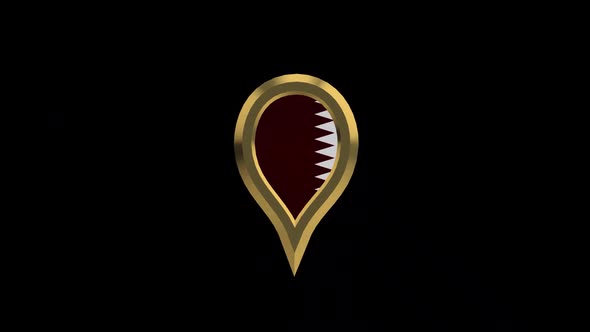 Qatar 3D Rotating Location Gold Pin Icon