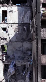 Vertical Video of War in Ukraine  Destroyed House