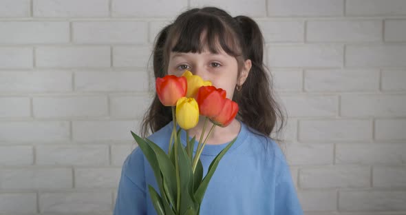 Child with Lovely Bouquet