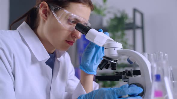 Biotechnology Scientist Doing Research in Laboratory
