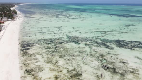 Zanzibar Tanzania  Aerial View of Low Tide in the Ocean Near the Coast