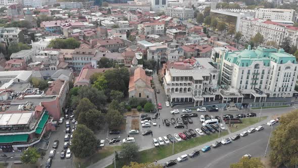 Aerial view of ancient basilic cathedral of Anchiskhati in Tbilisi, Georgia